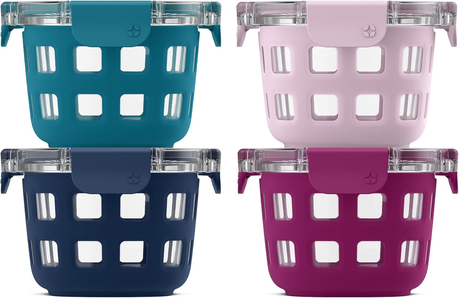 Ello Duraglass 4-Pack 2 Cup Reusable Glass Containers for Meal Prep