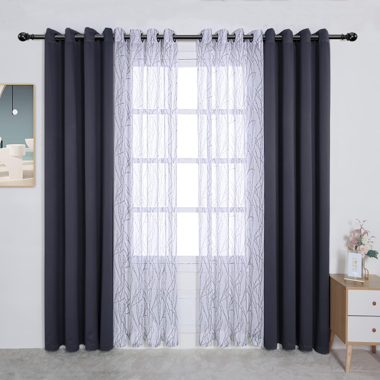 BONZER Mix and Match Curtains Set of 4 Panels for Home Decor