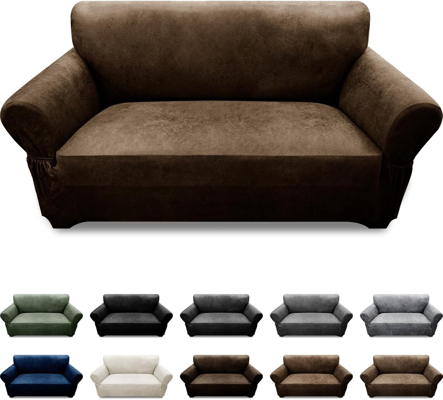 Loveseat Sofa Slipcover with Leather Look for 2 Seater Couch
