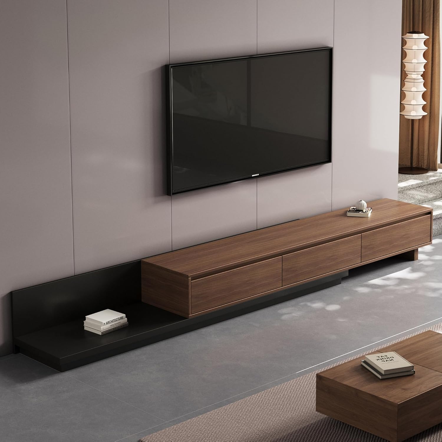 Expandable Walnut TV Stand - Stylish & Adjustable! 