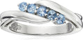 Sterling Silver Five Stone Bypass Ring - Classic Blue Topaz