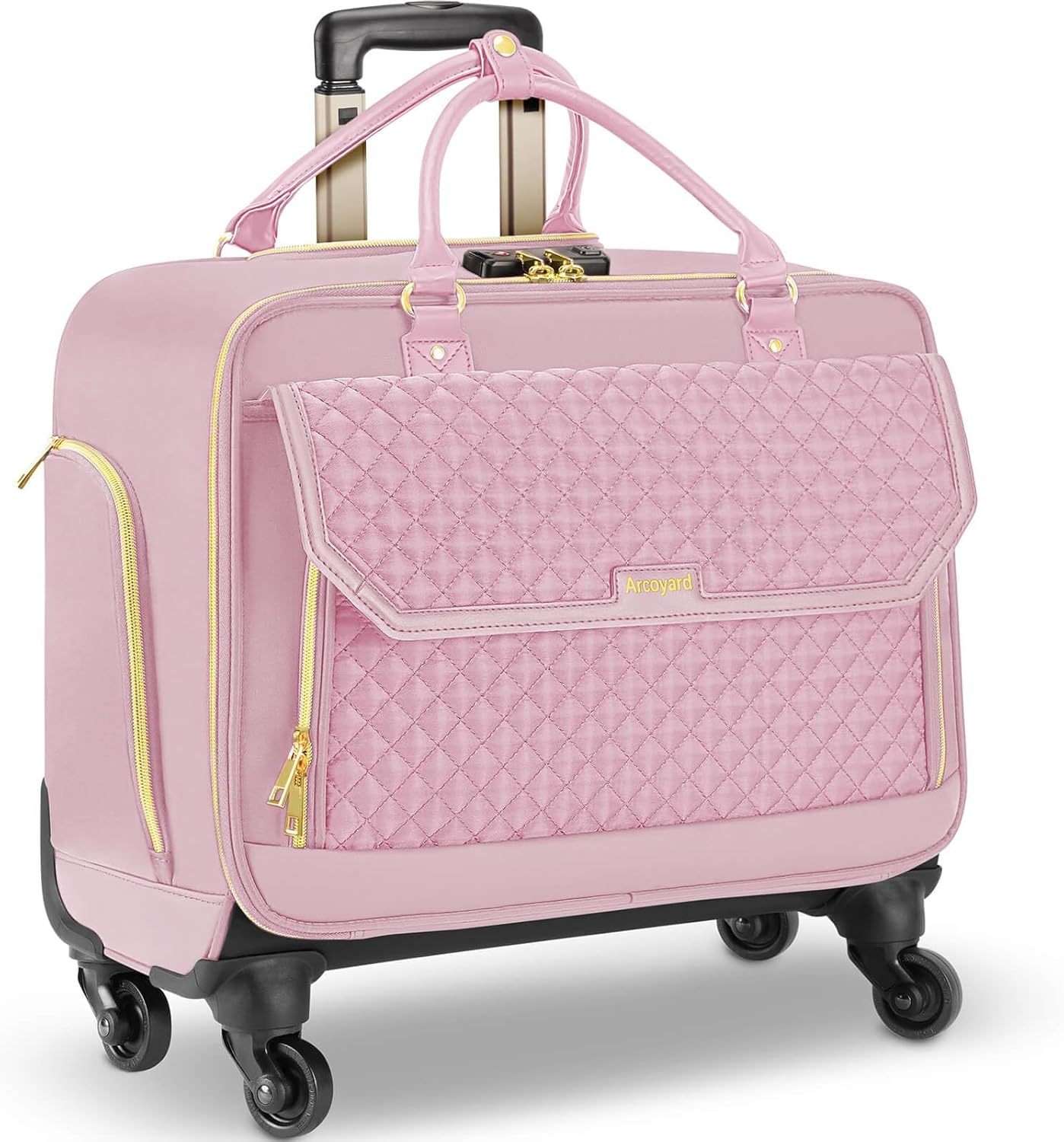 Rolling Laptop Bag with 4 Spinner Wheels for Women Travel
