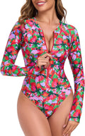 RELLECIGA Women's Long Sleeve One Piece Rash Guard Swimsuit - Zip