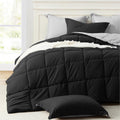 Oversized Queen Comforter Set Black Light Grey - Reversible All-Season