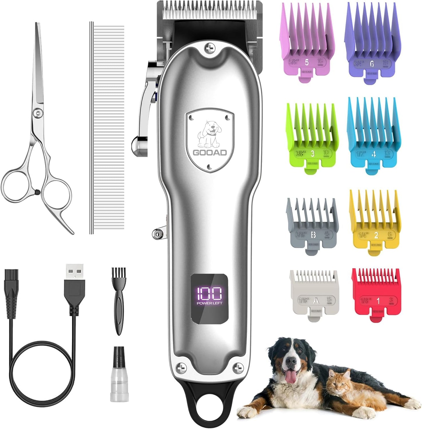 Dog Clippers for Grooming Thick Coats with Low Noise Technology