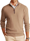 Mens Quarter-Zip Pullover Sweater Casual Mock Neck - Lightweight