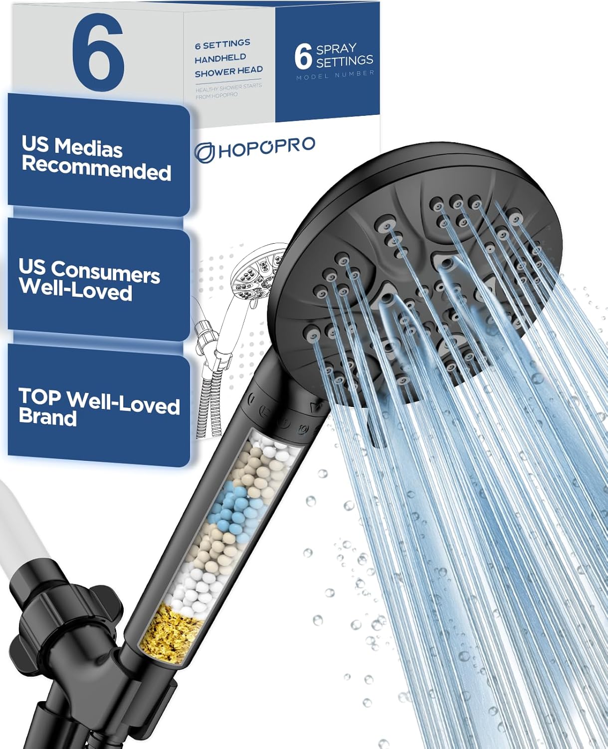 High Pressure Handheld Shower Head with Filter for Healthier Skin