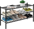 3-Tier Bamboo Long Shoe Rack Free Standing Wood Shelf - Stackable