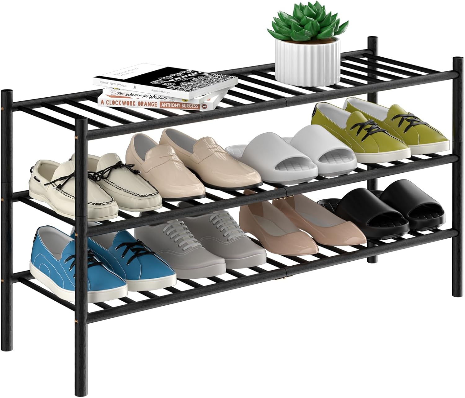 3-Tier Bamboo Long Shoe Rack for Stylish Storage Solutions