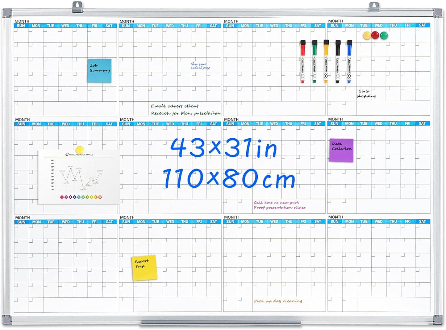 MAKELLO Large Magnetic Dry Erase Calendar Whiteboard for Home