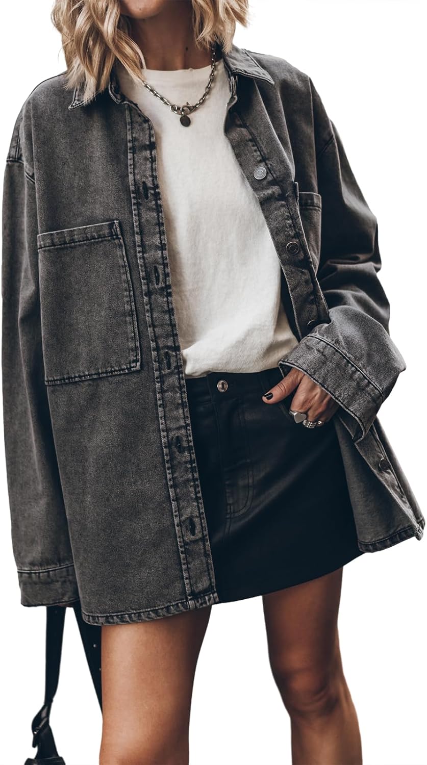Oversized Jean Jacket for Women - Trendy Denim Coat Style
