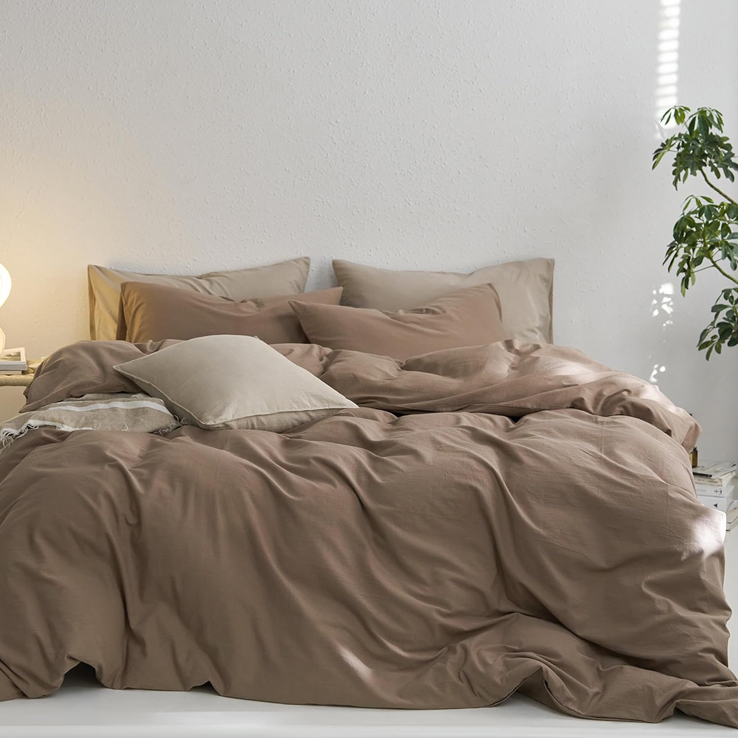 MooMee Queen Duvet Cover Set in Bombay Brown for All Seasons