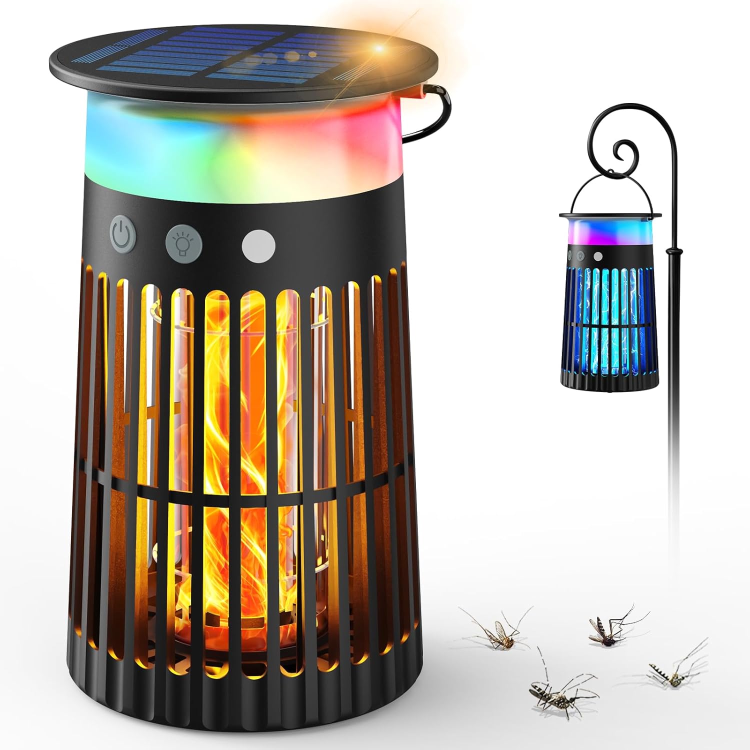 Solar Bug Zapper Outdoor with RGB & Flame Light Effect