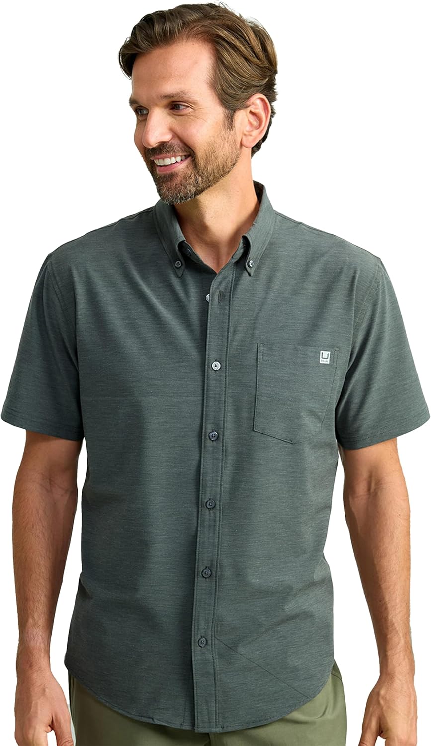 HUK Men's Kona Solid Short Sleeve Fishing Shirt for Comfort