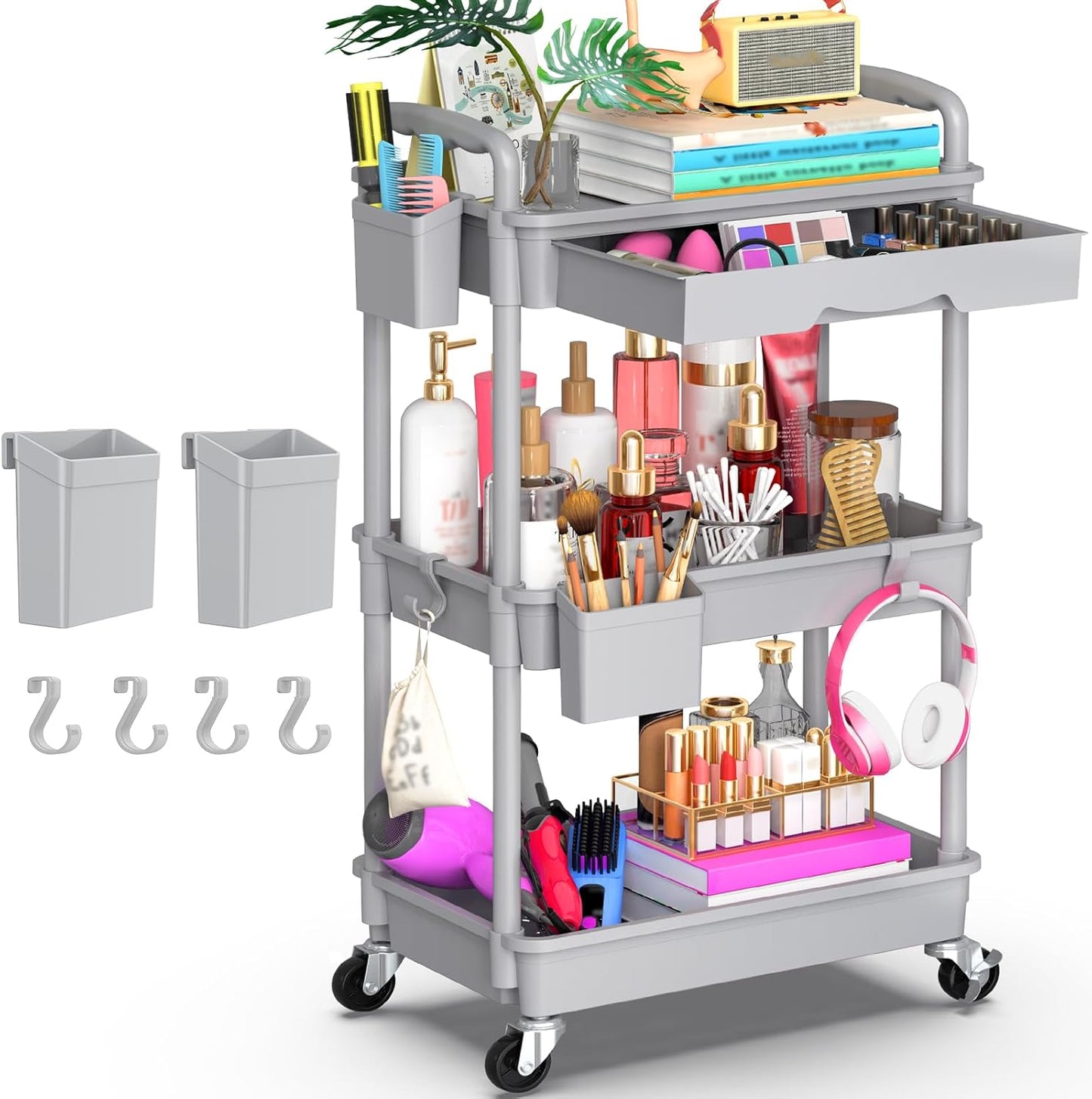 Goovilla 3 Tier Rolling Utility Cart Organizer for Versatile Storage