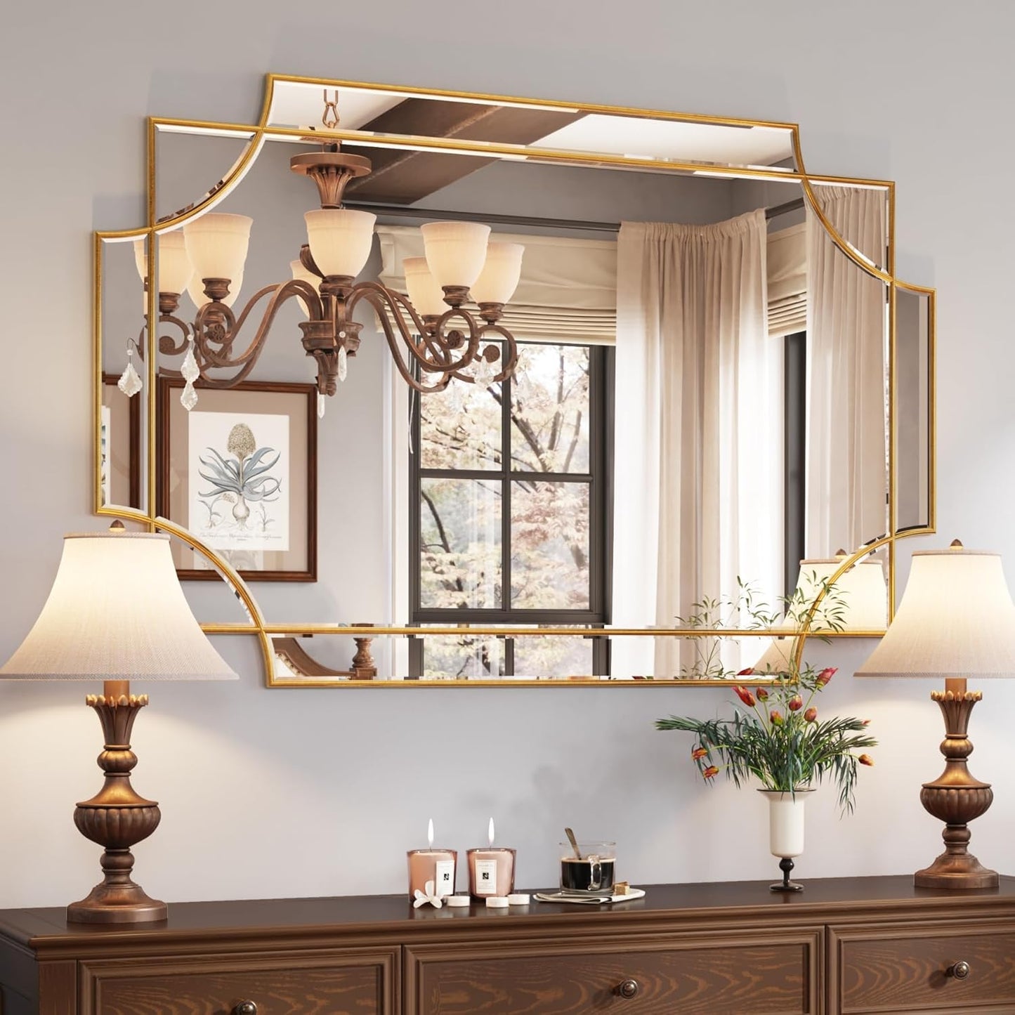 Large Gold Mirror for Wall by Kelly Miller - Modern Decorative Style
