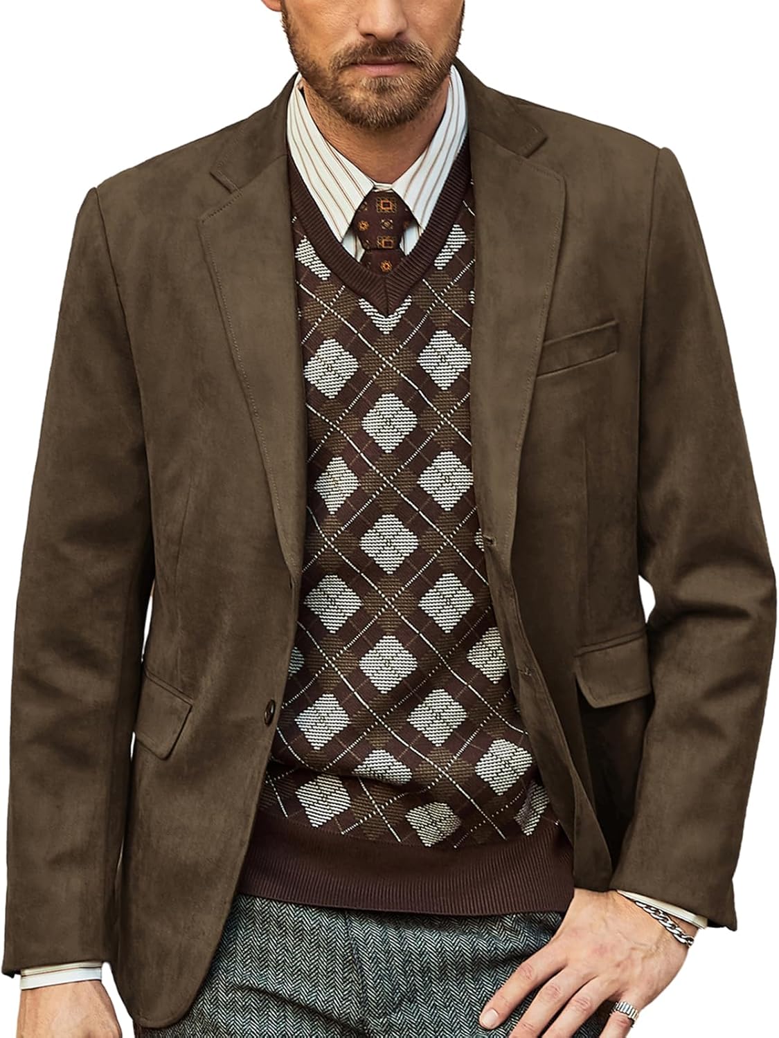 PJ PAUL JONES Mens Blazer Jacket Stylish Faux Leather Suit