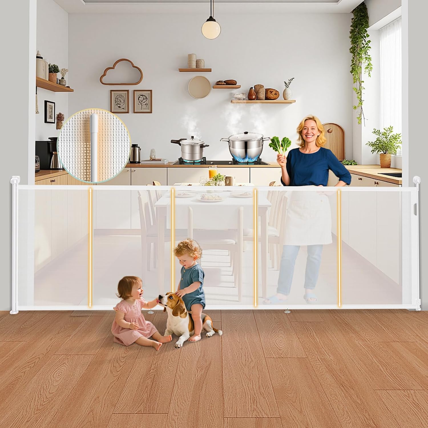 160ft' Retractable Baby Gates for Extra Wide Doorways & Stairs