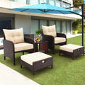 AVAWING 5 Piece Patio Furniture Set - Space-Saving Rattan Bistro Set