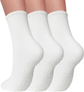 3 Pairs Pilates Socks with Grips for Women - Non Slip Yoga Crew Socks