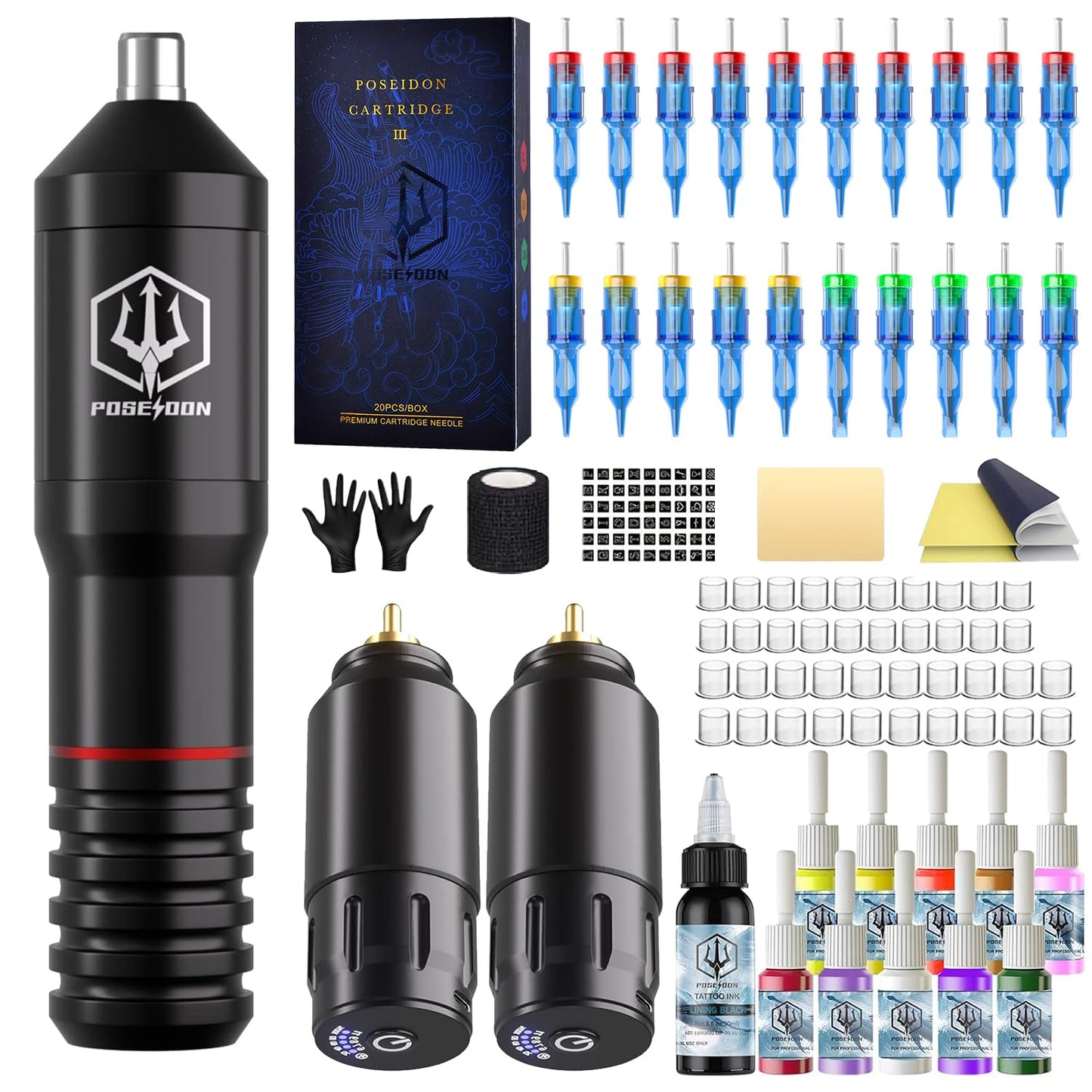 POSEIDON Cordless Rotary Tattoo Machine Kit for Beginners
