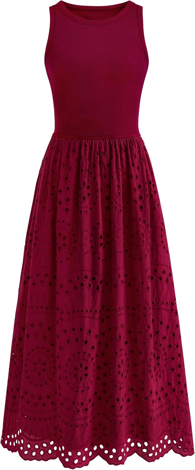 Dowerme Women Summer Dresses Casual Sleeveless A-Line Maxi