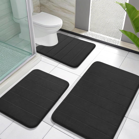 Yimobra Memory Foam Bath Mat Set - Soft Absorbent Quick Dry