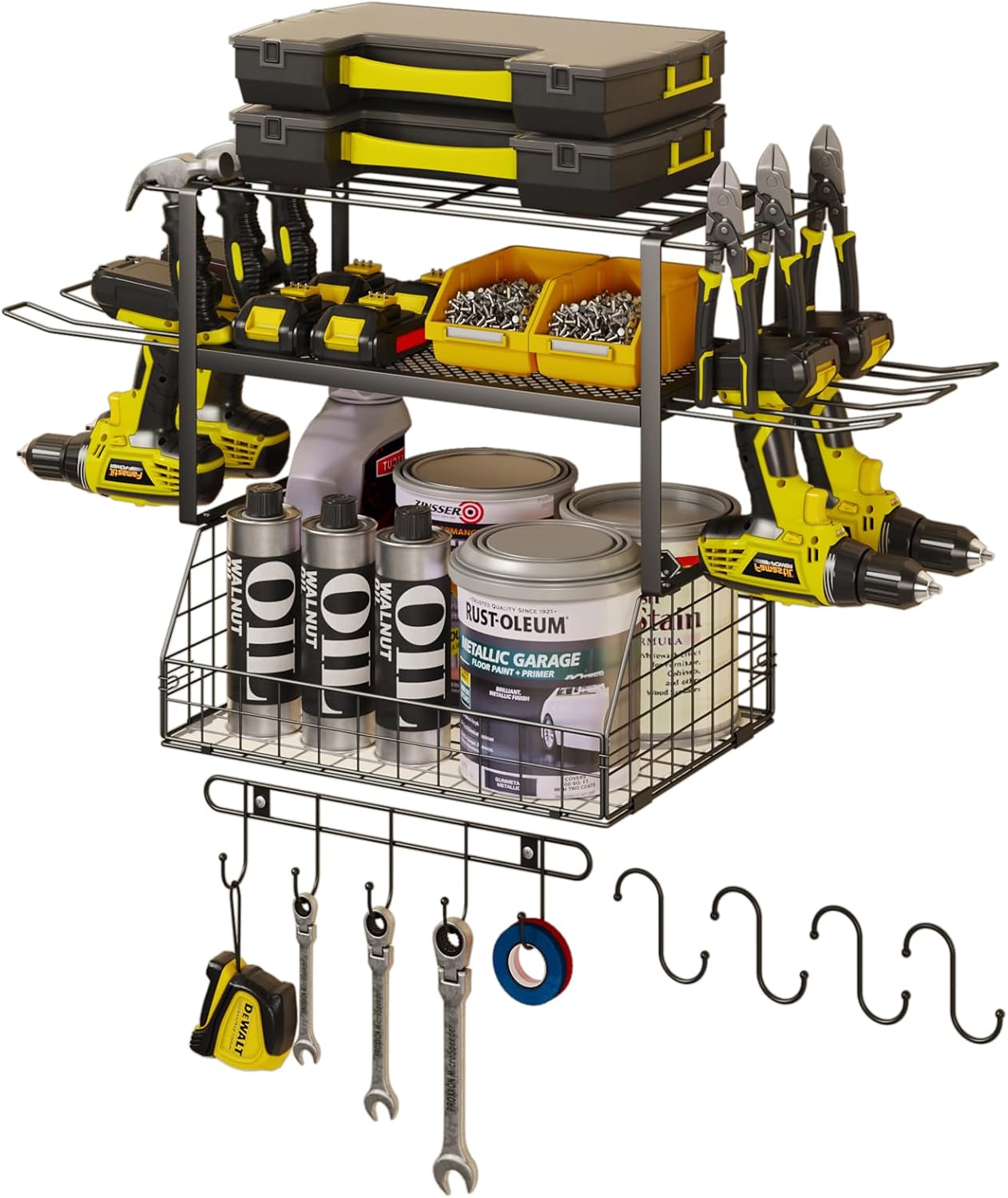 Garage Tool Organizer - Heavy Duty Drill Holder & Storage