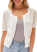 CURLBIUTY Women Vintage Short Sleeve Cropped Cardigan Sweater