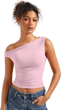 Women Off Shoulder Crop Tank Top - Stylish Y2K Going Out Top