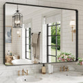 Black Bathroom Mirror 60x40 in Matte Black Frame - Modern Vanity