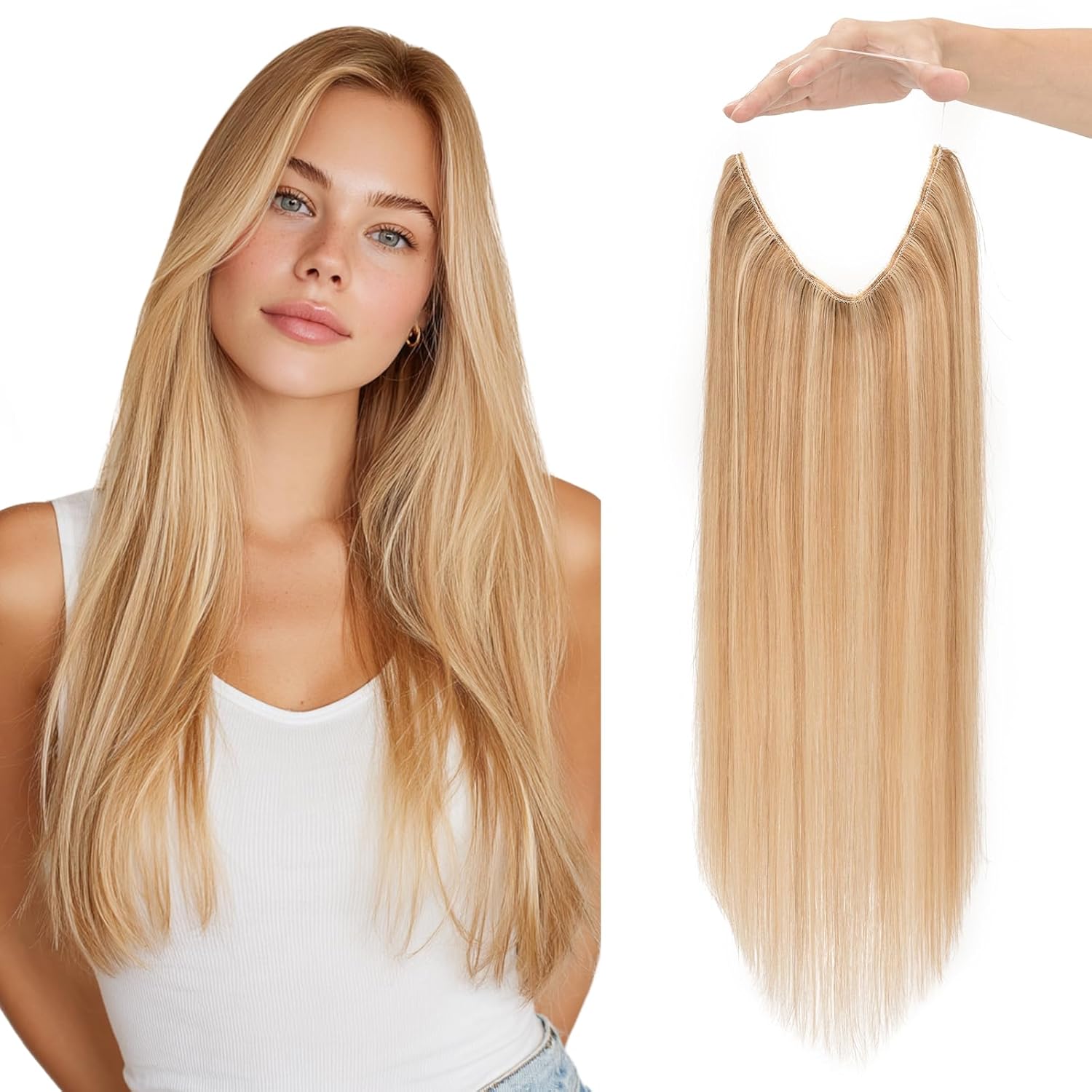 Halo Hair Extensions Real Human Hair for Effortless Style