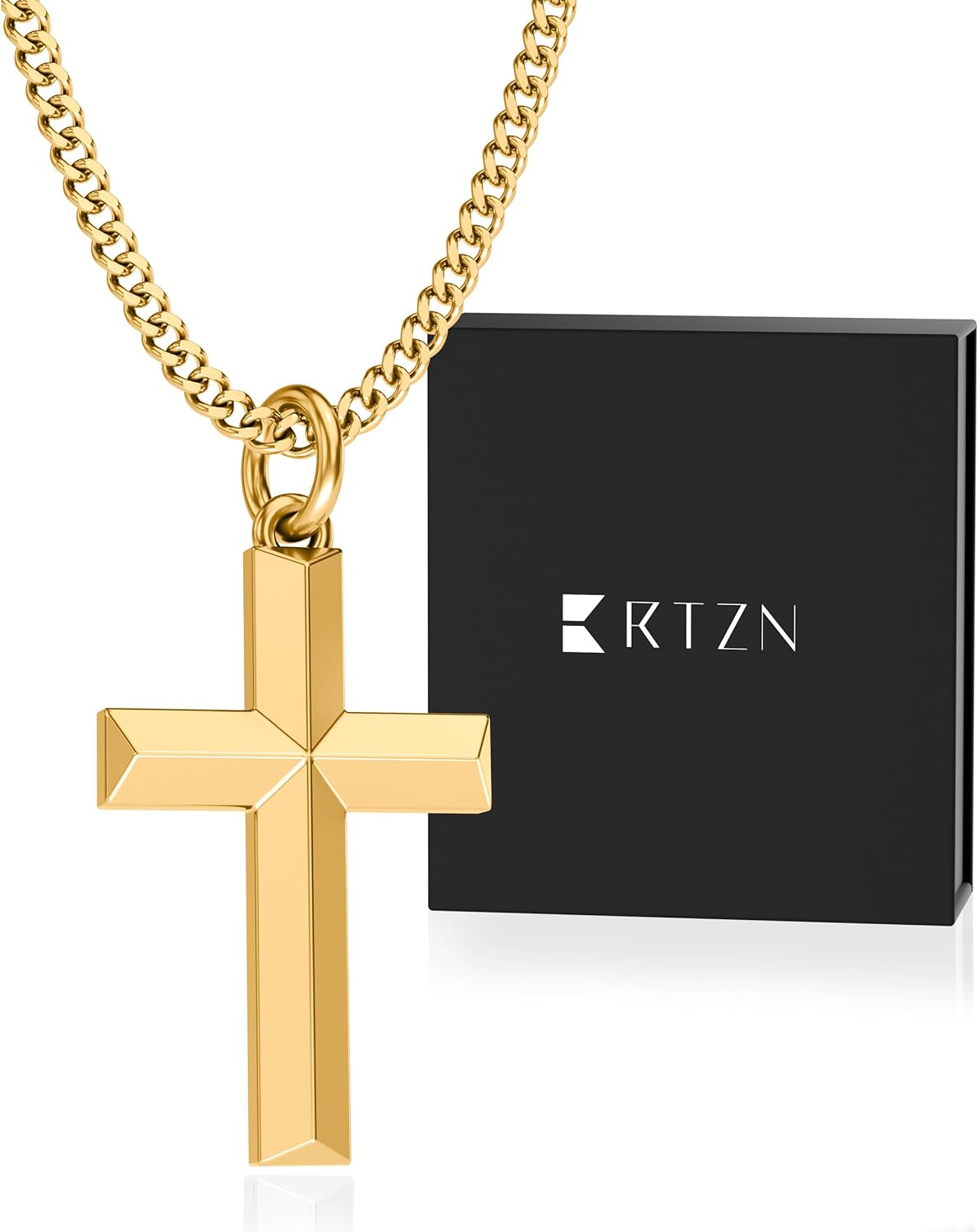 Stylish 18K Gold Cross Pendant Necklace for Men - Non-Tarnish