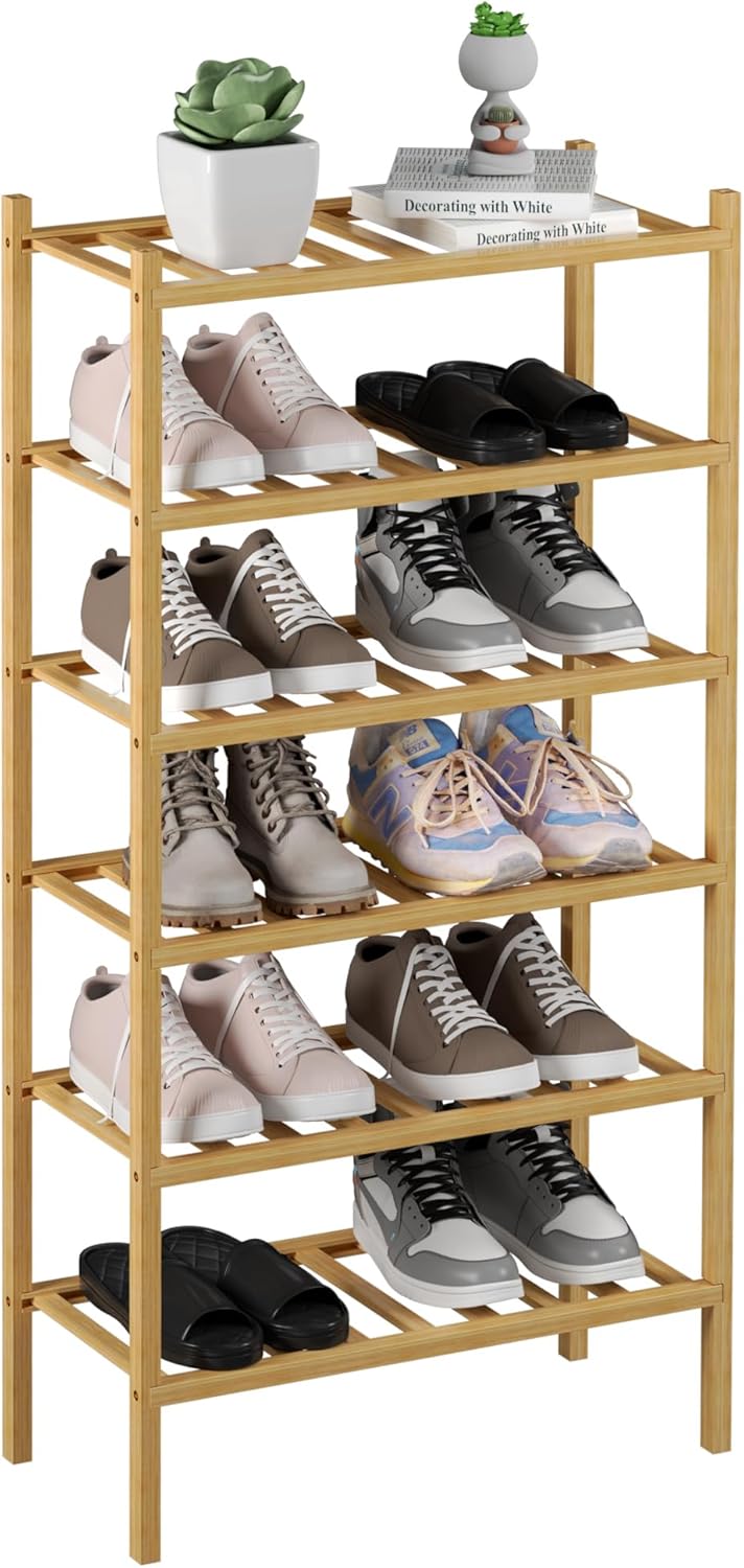 6-Tier Bamboo Small Shoe Rack for Stylish Entryway Storage