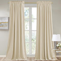StangH 102 in Beige Velvet Curtains Luxury Rod Pocket Drapes
