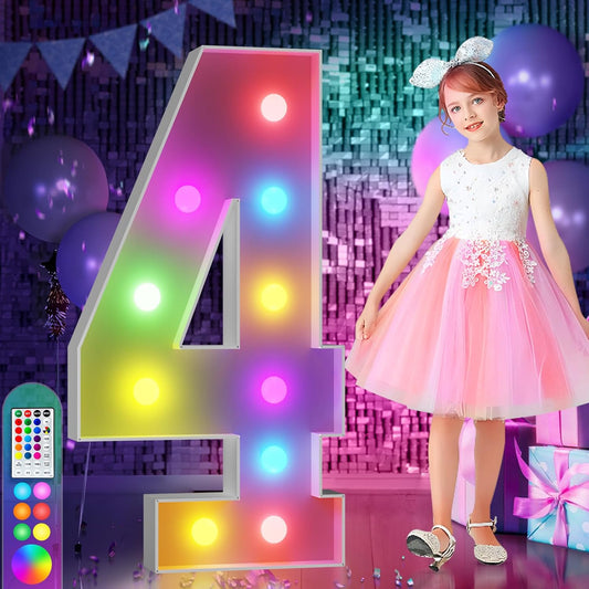 Colorful Marquee Numbers for 4th and 40th Birthday Decor