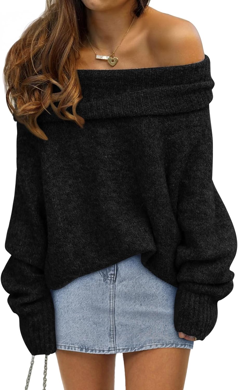 LILLUSORY Womens Off The Shoulder Sweater for Stylish Comfort