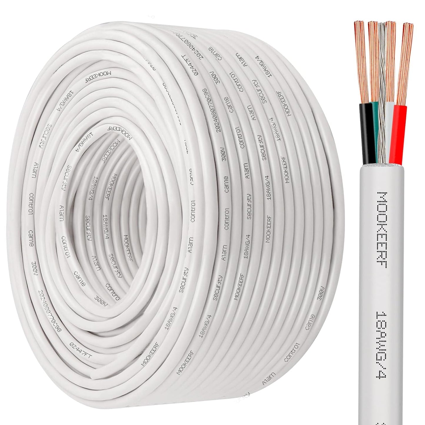 MOOKEERF 18/4 Alarm Wire Shielded Cable for Security Systems