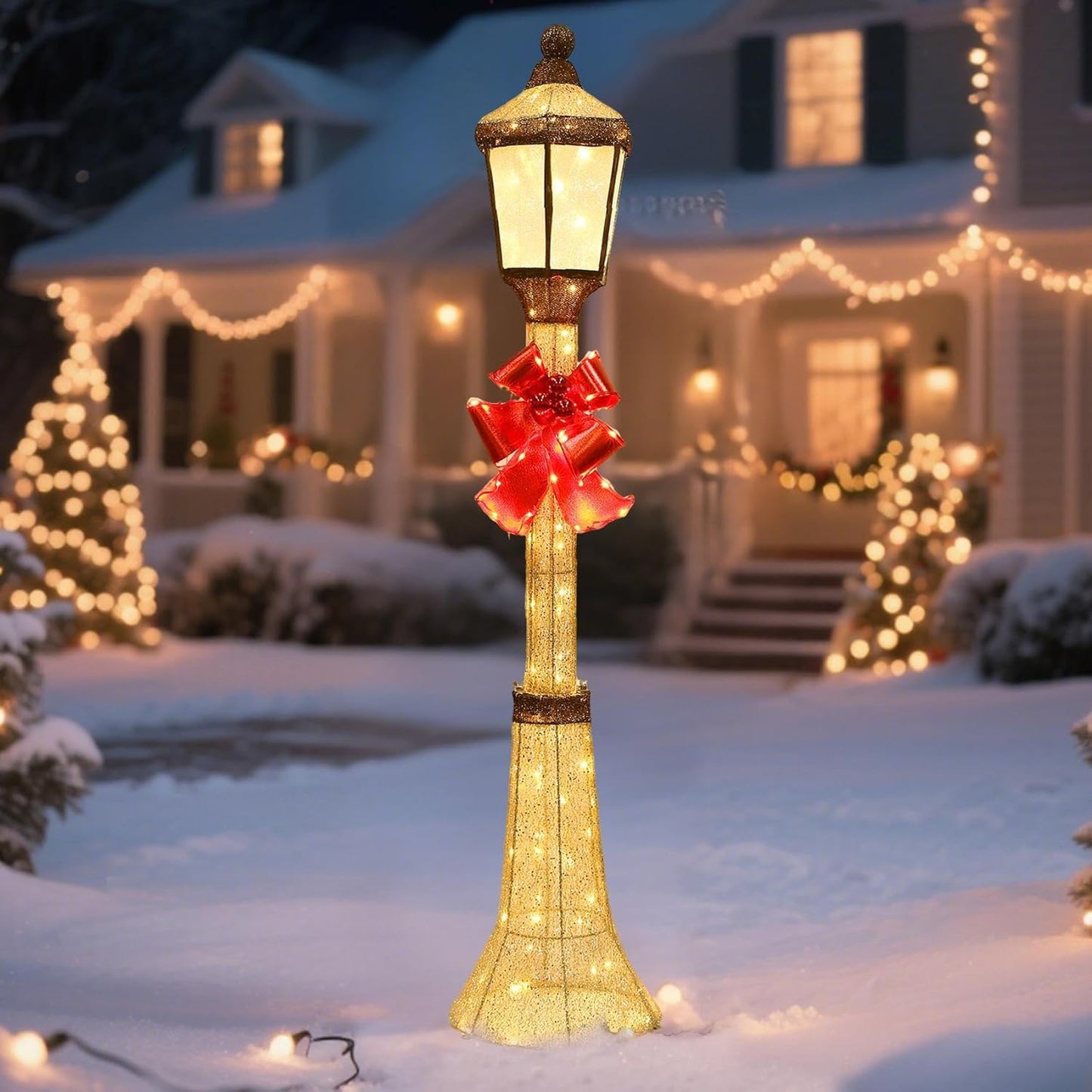 60-Inch Outdoor Christmas Lighted Lamp Post for Festive Decor