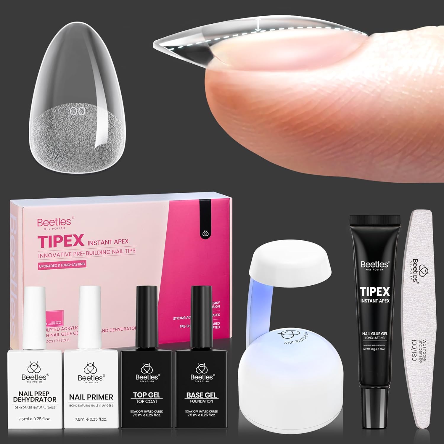 Beetles Tipex Instant Apex Nail Tips Kit for Salon Quality Nails
