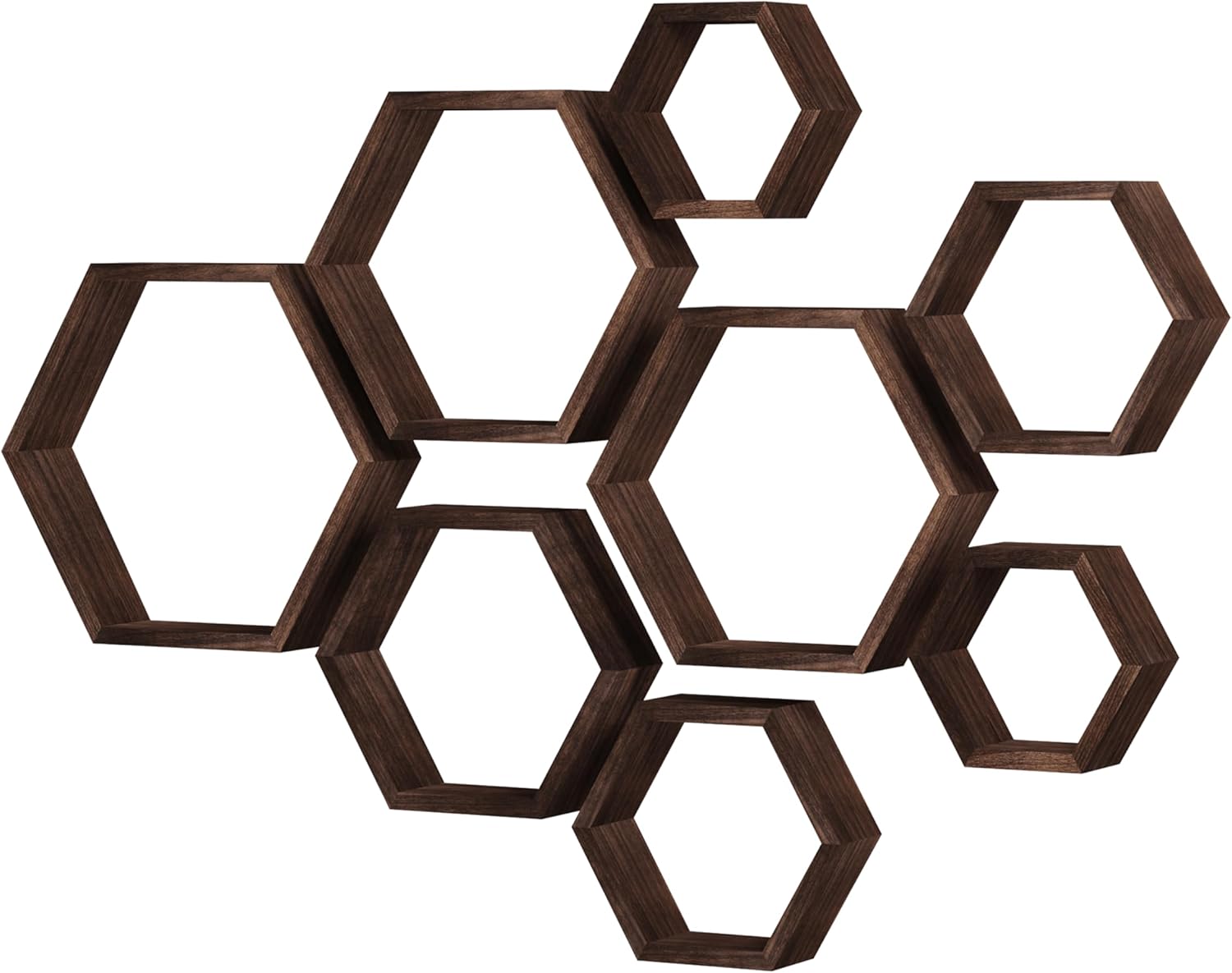 WONFUlity Hexagon Floating Shelves for Rustic Home Decor