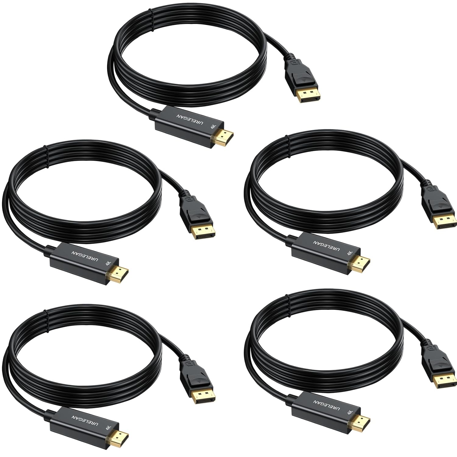DisplayPort to HDMI Cable 6ft 5-Pack for 4K UHD Experience