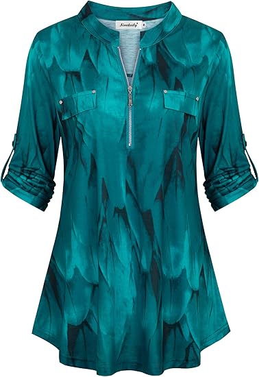 Ninedaily Women's 3/4 Sleeve Plaid Shirts for Casual Style