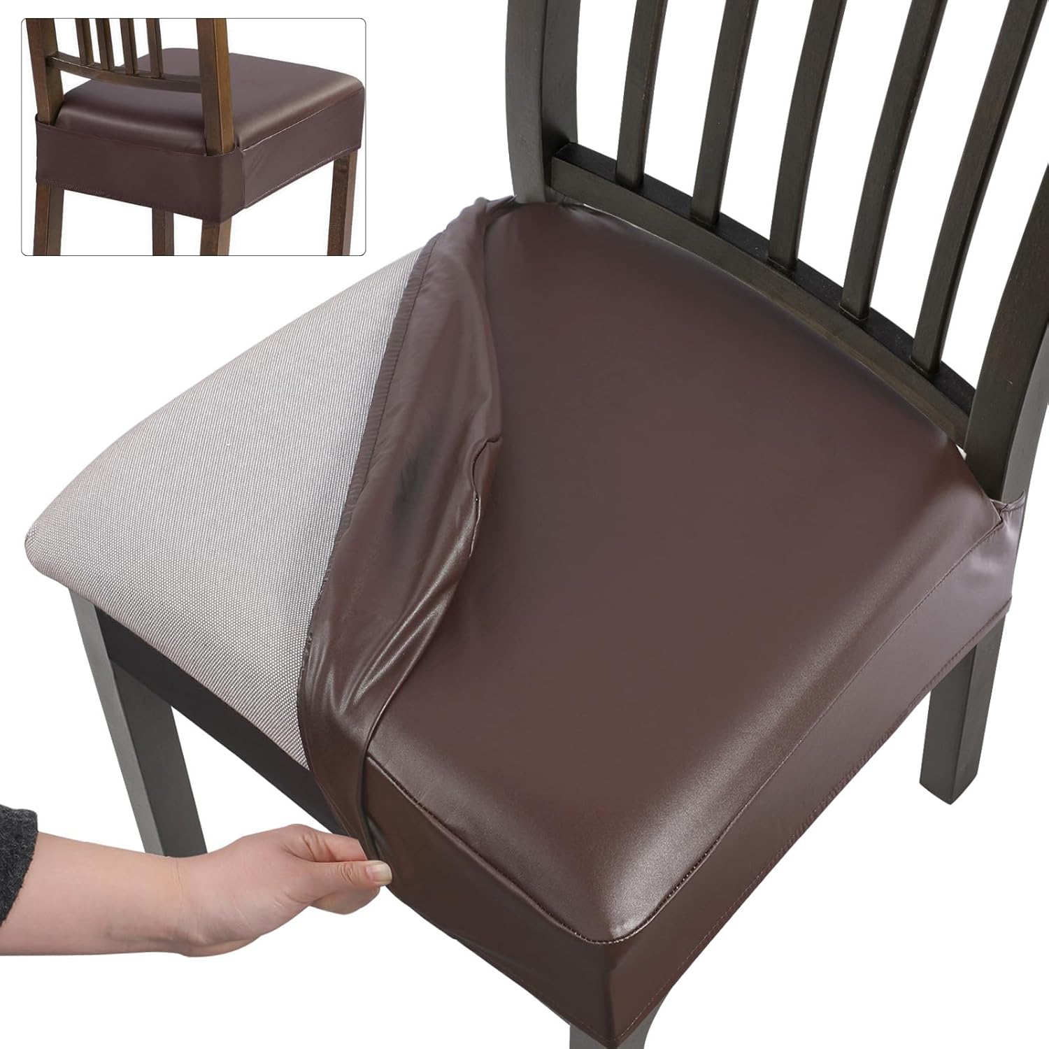Waterproof PU Dining Chair Seat Covers Set of 6 for Protection