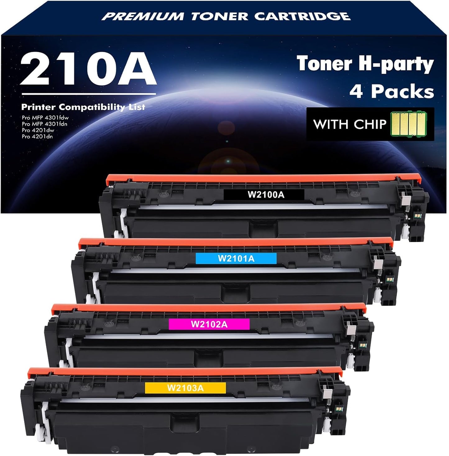 High-Yield 210A Toner 4-Pack: Compatible with HP Printer