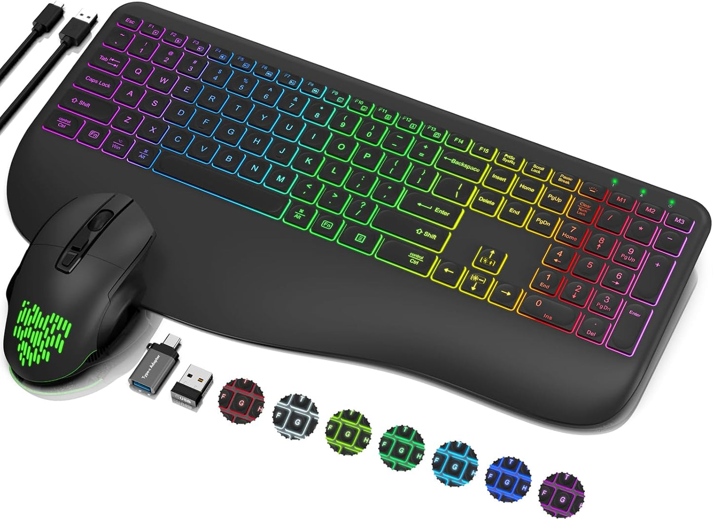 Wireless Combo: 9 Backlit Effects, Ergonomic, Silent