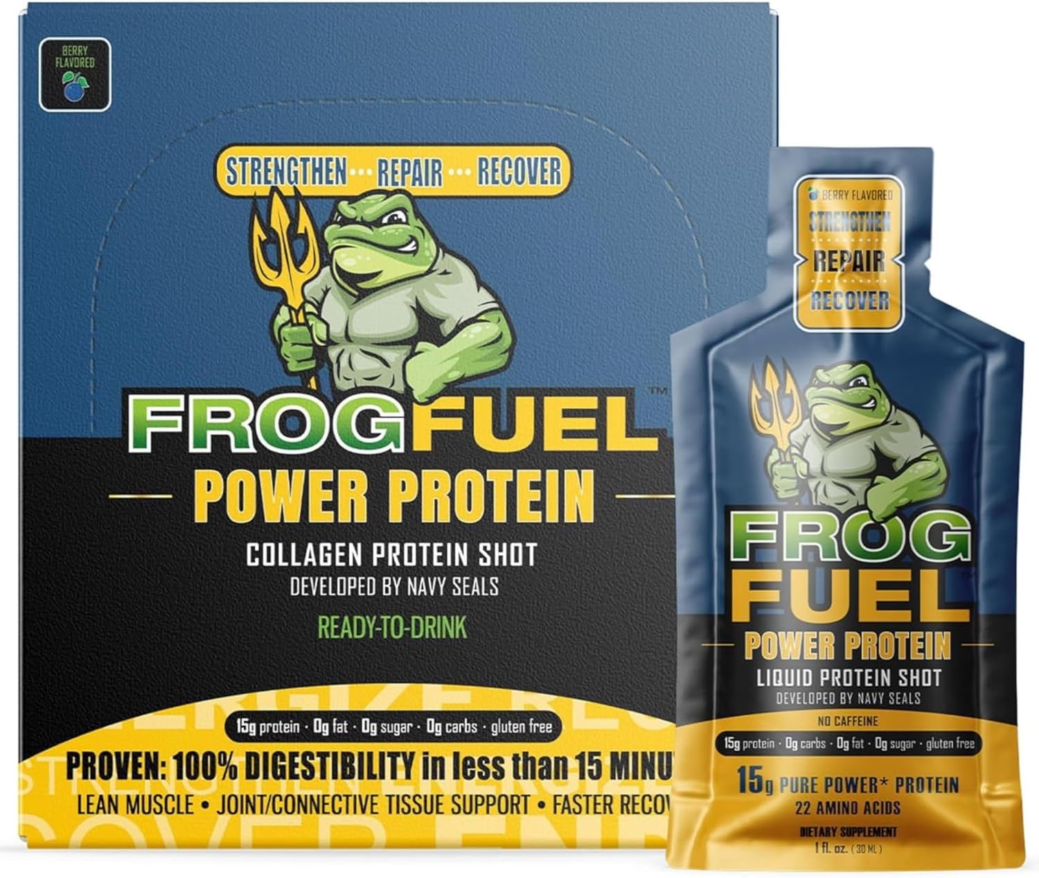 Frog Fuel Power Protein Shot: Nano-Hydrolyzed Collagen for Post-Workout Recovery