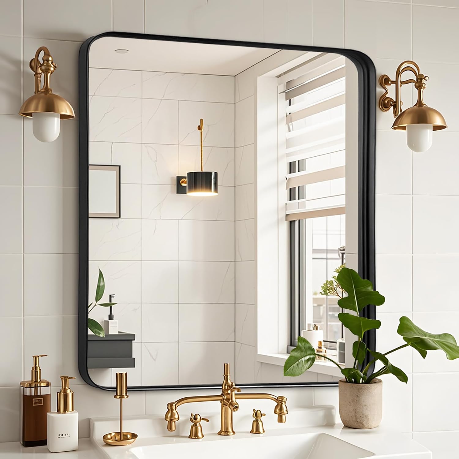 Fabuday Bathroom Mirror - 30x30 Inch Black Frame for Vanity
