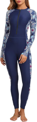 Womens Full Body Rash Guard One Piece Swimsuit - Built-In Bra