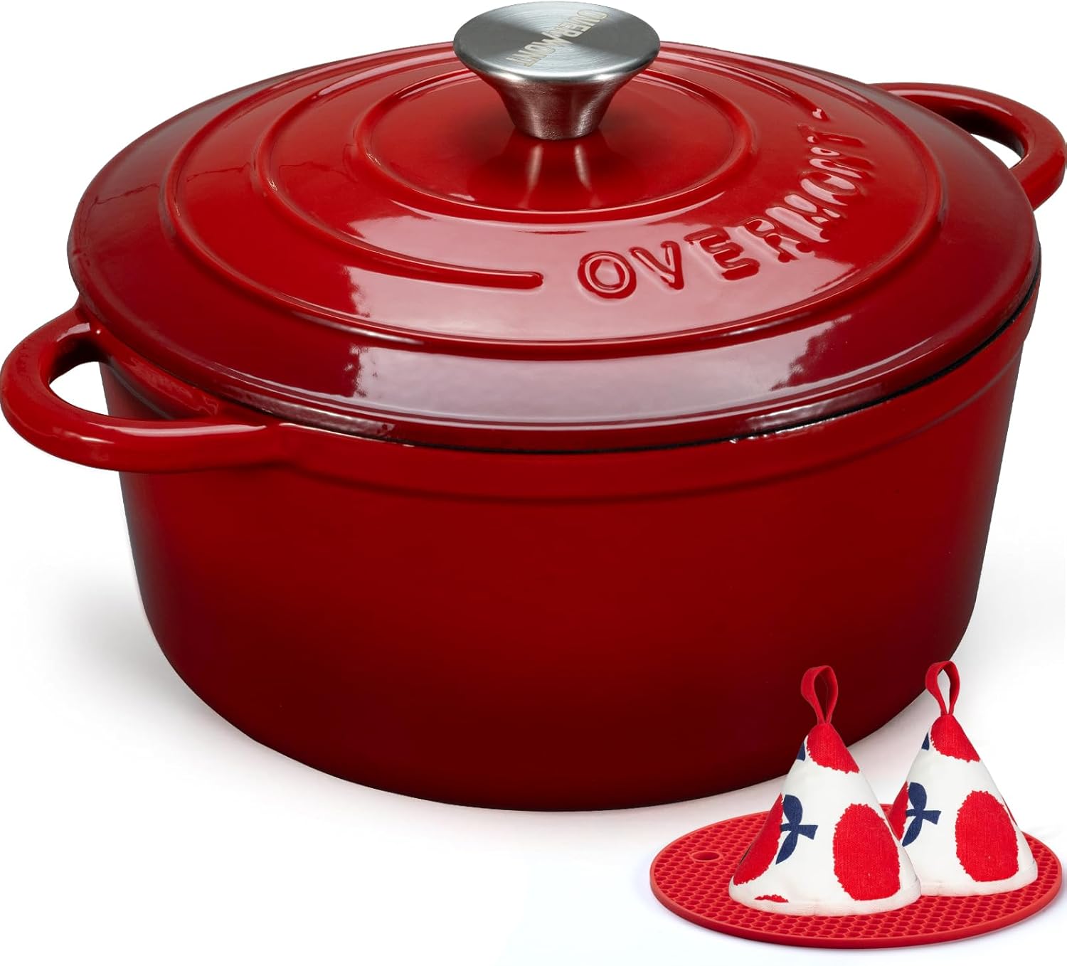 Overmont 5.5QT Enameled Cast Iron Dutch Oven for All Cooking